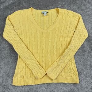 Ann Taylor LOFT Yellow Cable Knit V-Neck Pullover Sweater Size S Spring Dopamine